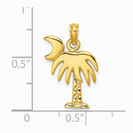 10K / 14K Yellow Gold Polished Charleston Palm Tree Charm - Product Photo