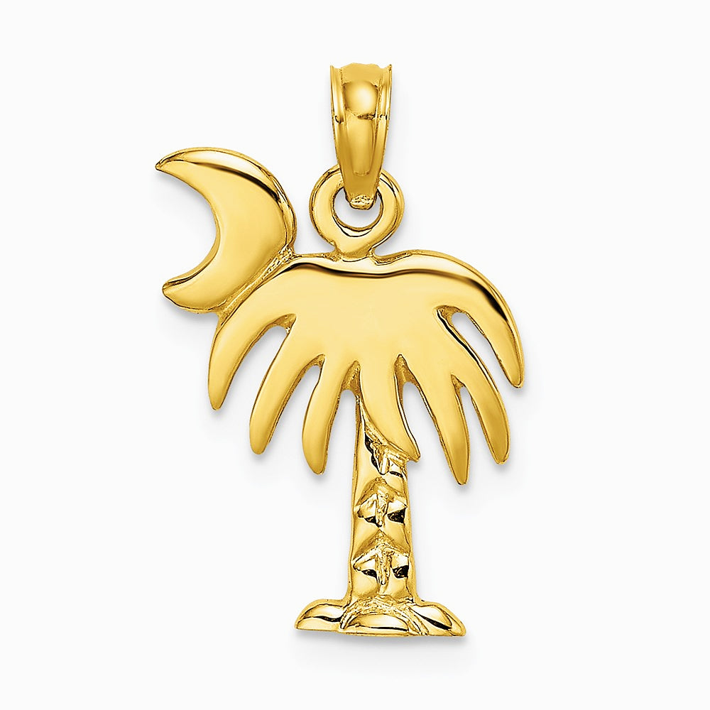 10K / 14K Yellow Gold Polished Charleston Palm Tree Charm - Product Photo
