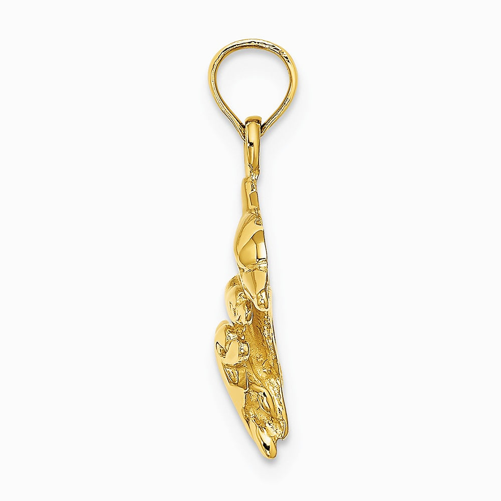 10K / 14K Yellow Gold Dolphin w/ 2 Baby Dolphins Charm - Product Photo