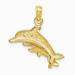 10K / 14K Yellow Gold Dolphin w/ 2 Baby Dolphins Charm - Product Photo