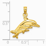 10K / 14K Yellow Gold Dolphin w/ 2 Baby Dolphins Charm - Product Photo