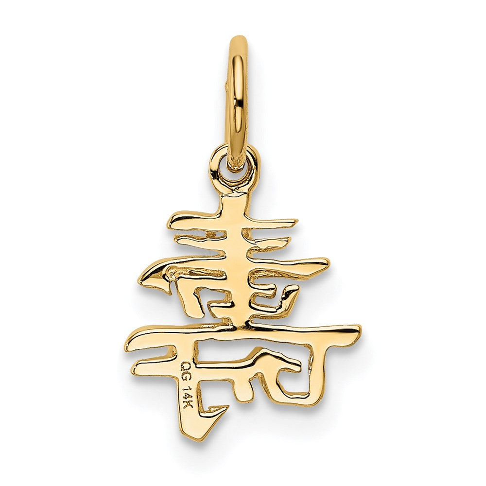 14k Solid Polished Chinese Long Life Charm - Product Photo