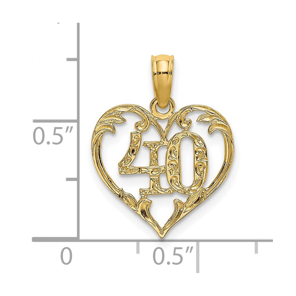 14K Yellow Gold 40 In Heart Charm - Product Photo