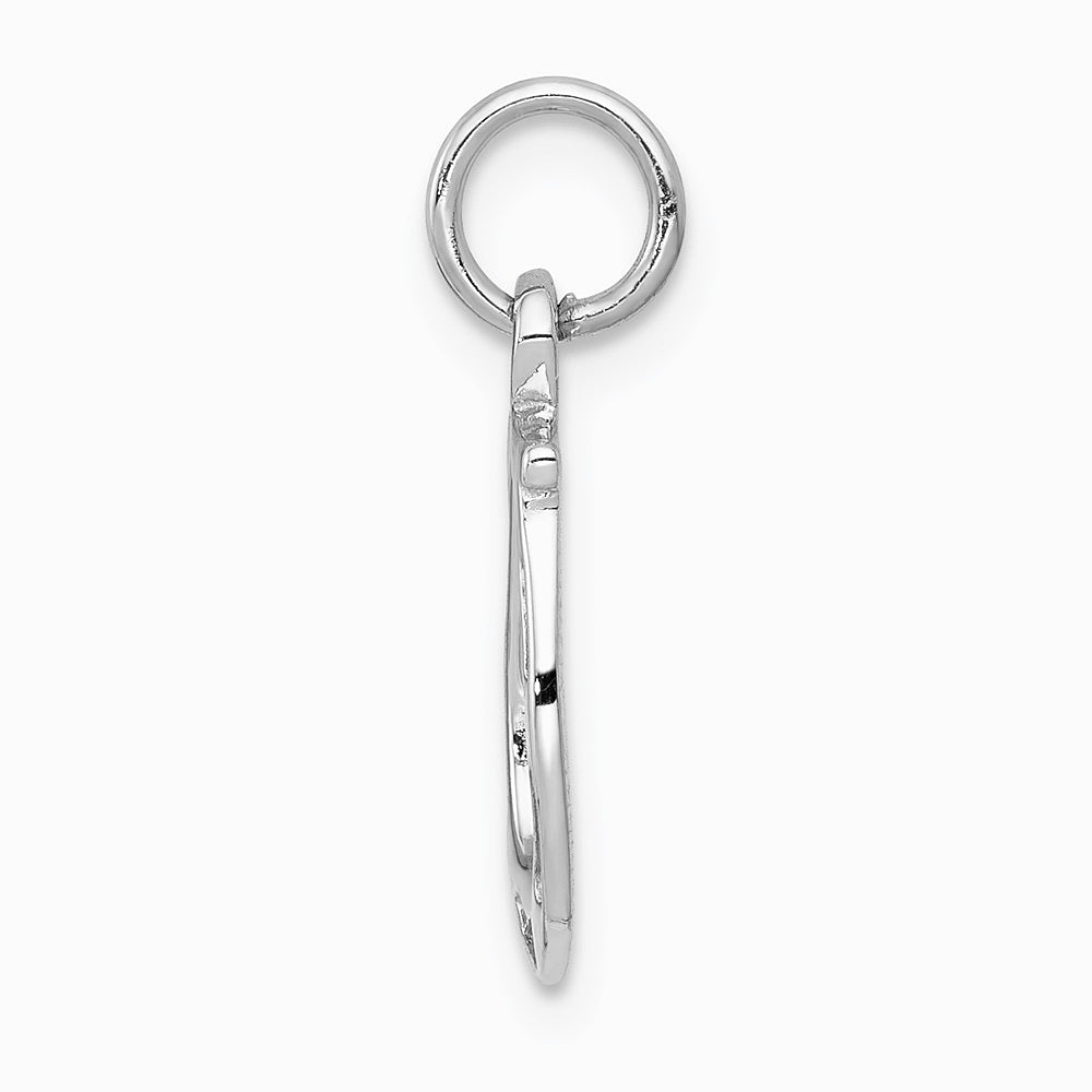 14K White Gold Solid Polished Horseshoe Charm - Product Photo
