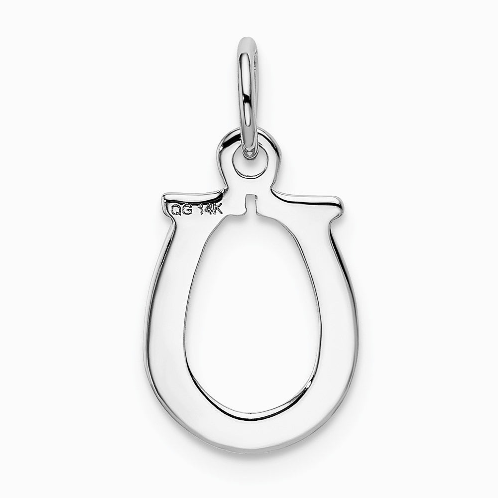 14K White Gold Solid Polished Horseshoe Charm - Product Photo