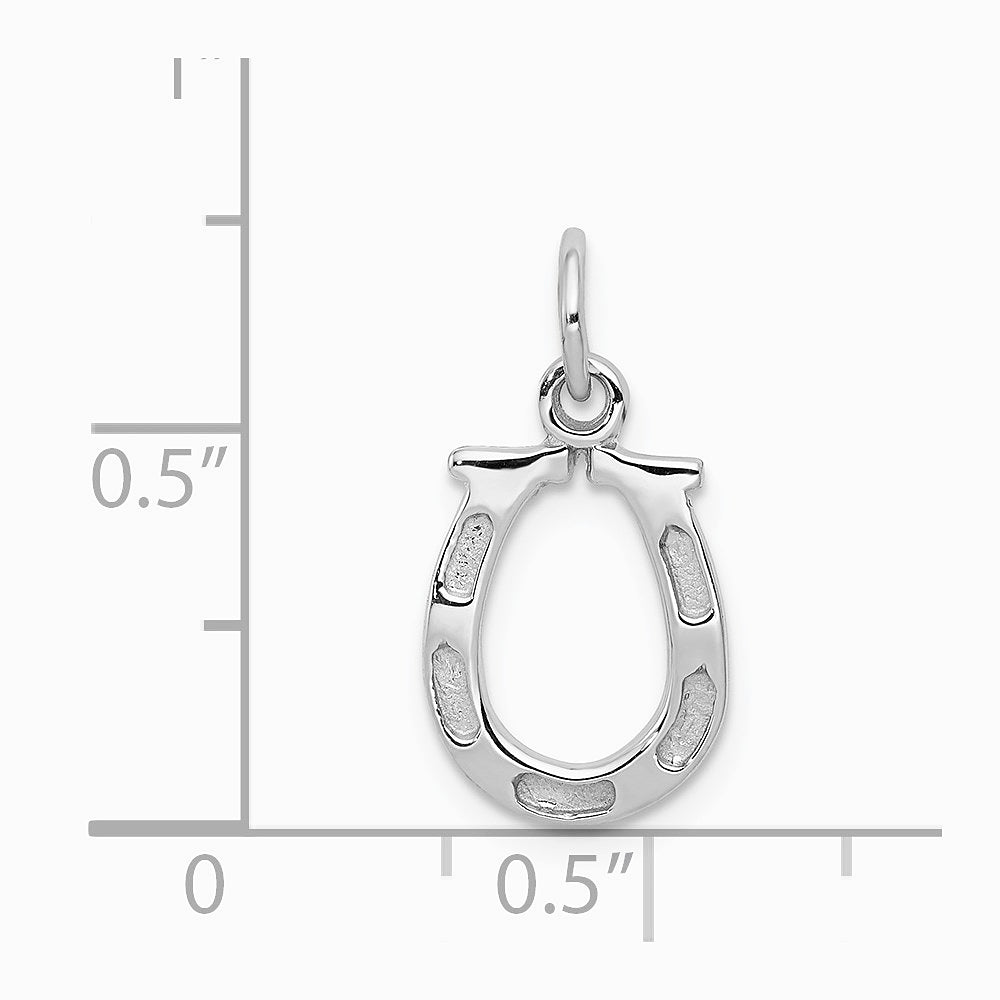 14K White Gold Solid Polished Horseshoe Charm - Product Photo
