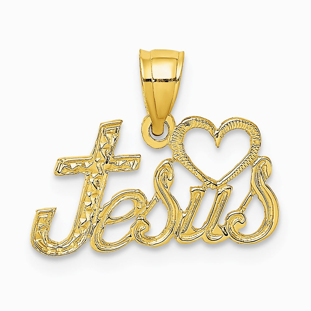 14K Yellow Gold LOVE JESUS Script Charm - Product Photo