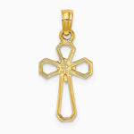 10K / 14K Yellow Gold Cut-Out Cross w/ Dove Charm - Product Photo