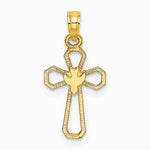 10K / 14K Yellow Gold Cut-Out Cross w/ Dove Charm - Product Photo