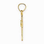 10K / 14K Yellow Gold Cut-Out Cross w/ Heart Charm - Product Photo