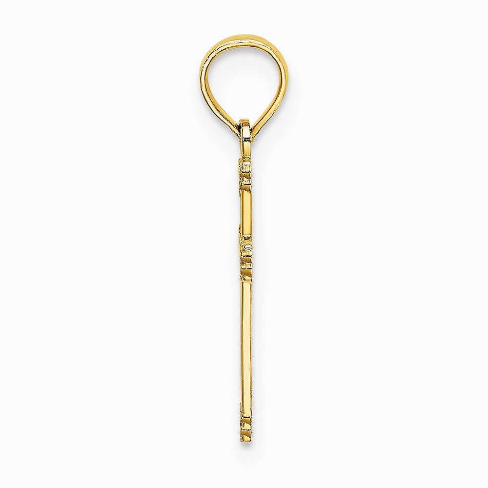 10K / 14K Yellow Gold Textured w/ Center Heart Small Cross Charm - Product Photo