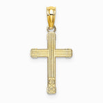 10K / 14K Yellow Gold Textured w/ Center Heart Small Cross Charm - Product Photo