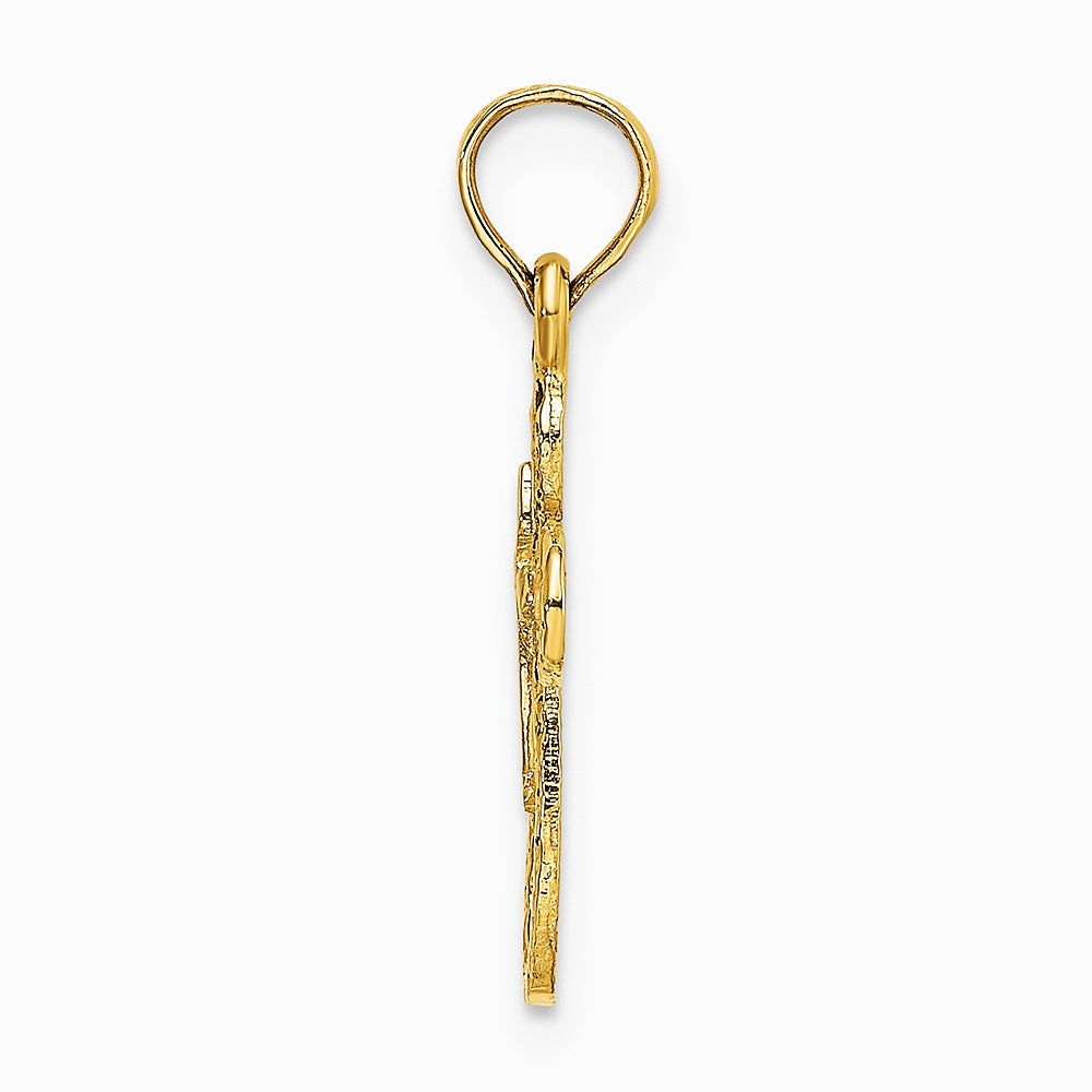 10K / 14K Yellow Gold Cut-Out Cross w/ Small Interior Cross Charm - Product Photo