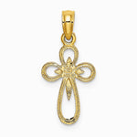 10K / 14K Yellow Gold Cut-Out Cross w/ Small Interior Cross Charm - Product Photo