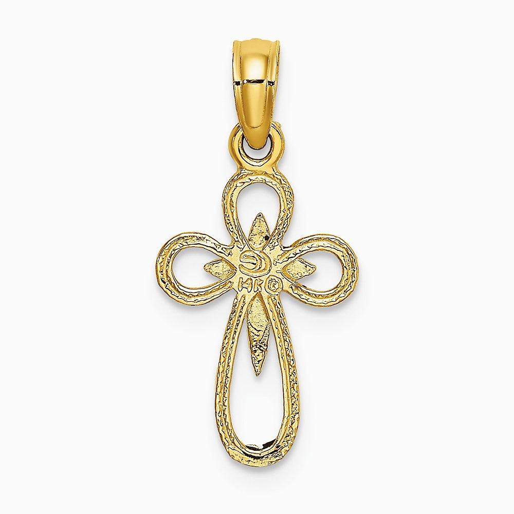 10K / 14K Yellow Gold Cut-Out Cross w/ Small Interior Cross Charm - Product Photo