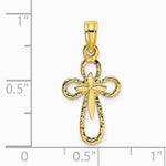 10K / 14K Yellow Gold Cut-Out Cross w/ Small Interior Cross Charm - Product Photo