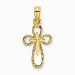 10K / 14K Yellow Gold Cut-Out Cross w/ Small Interior Cross Charm - Product Photo