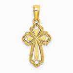 10K / 14K Yellow Gold Cut-Out Polished Textured Cross Charm - Product Photo