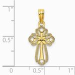 10K / 14K Yellow Gold Cut-Out Polished Textured Cross Charm - Product Photo