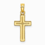 10K / 14K Yellow Gold 2-D Polished Textured Cross Charm - Product Photo