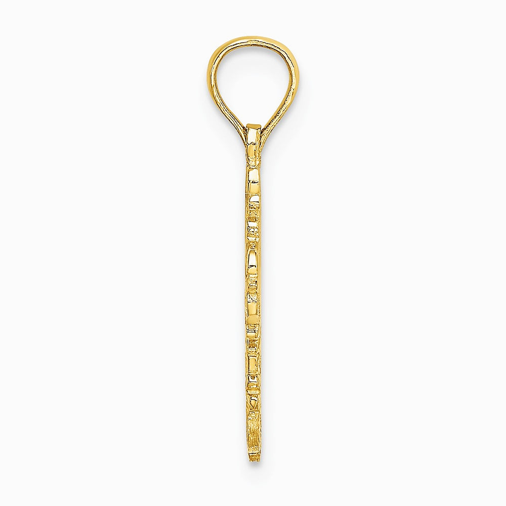 10K / 14K Yellow Gold Cut-Out Delicate Cross Charm - Product Photo