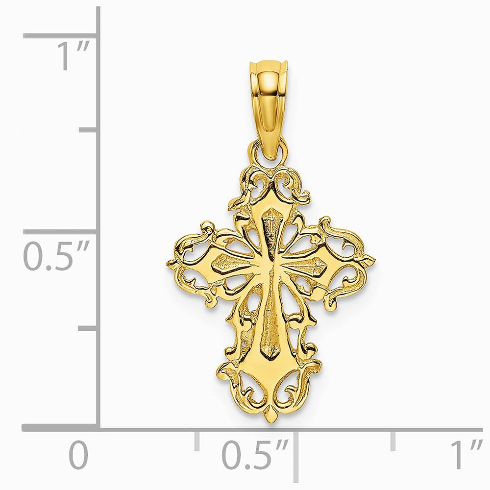 10K / 14K Yellow Gold Cut-Out Delicate Cross Charm - Product Photo