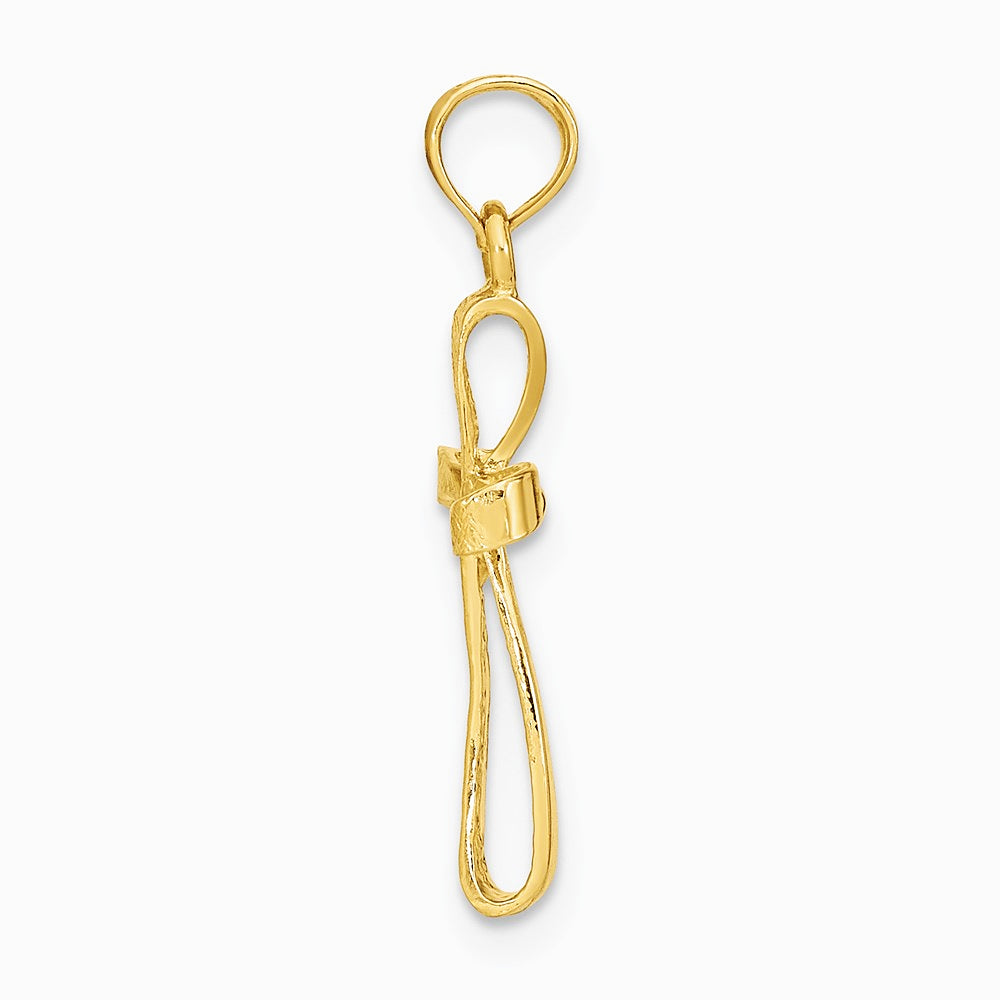 10K / 14K Yellow Gold 3-D Engraved Polished Twisted Cross Charm - Product Photo