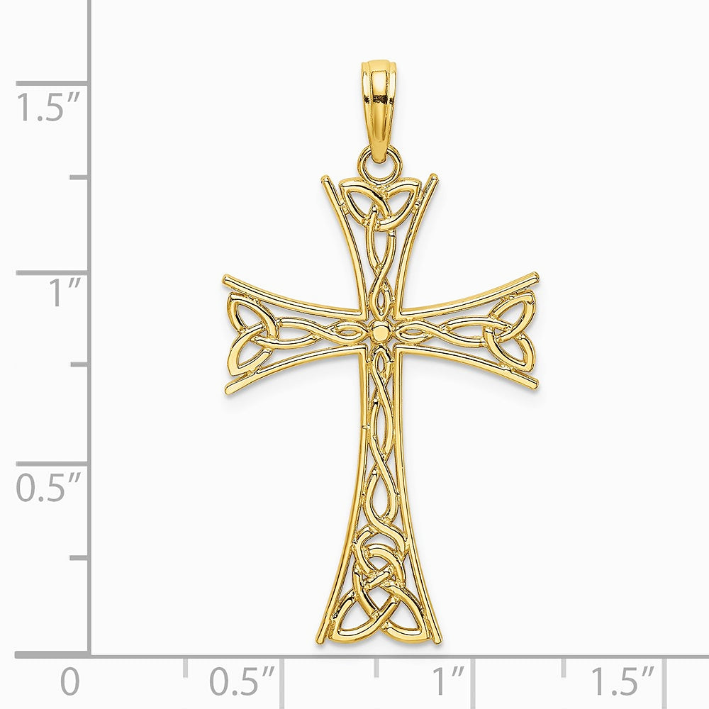 10K / 14K Yellow Gold Polished Celtic Knot Cross Charm - Product Photo
