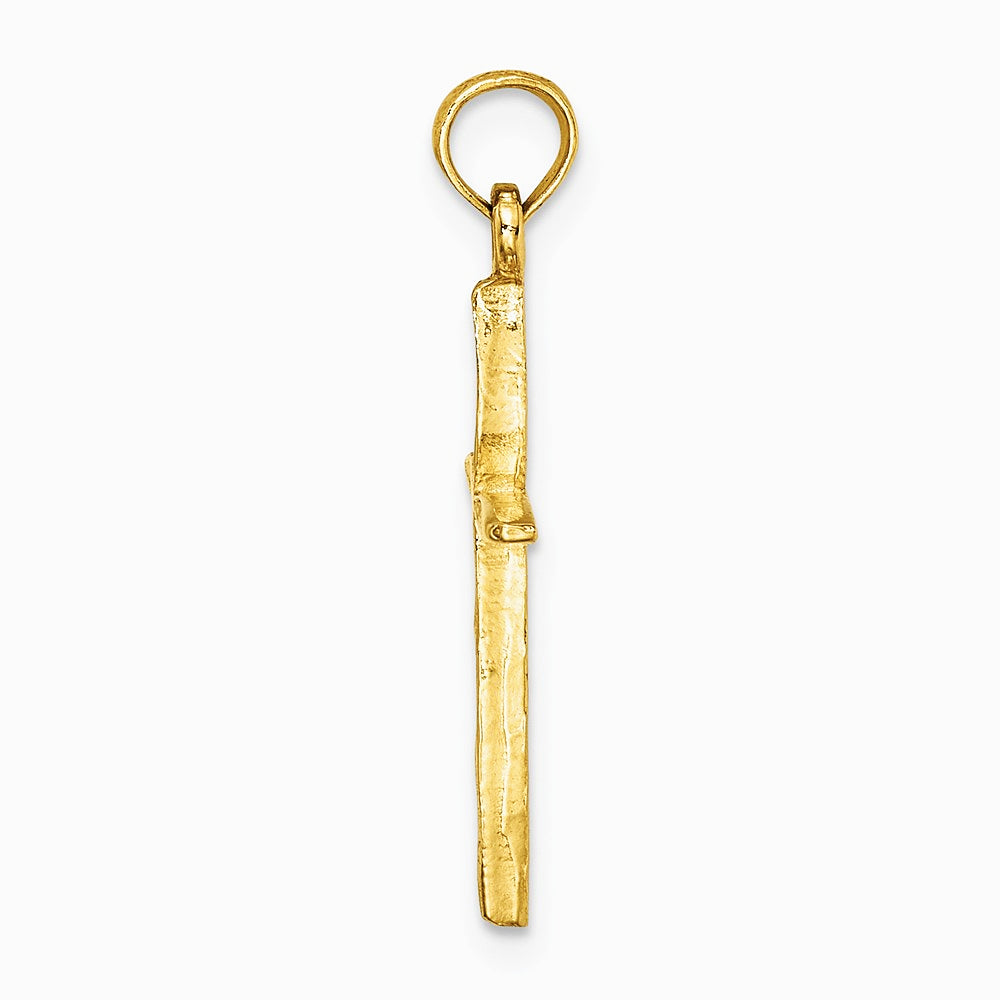 10K / 14K Yellow Gold Diamond-Cut with Tapered Ends Cross Charm - Product Photo