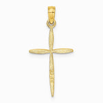 10K / 14K Yellow Gold Diamond-Cut with Tapered Ends Cross Charm - Product Photo