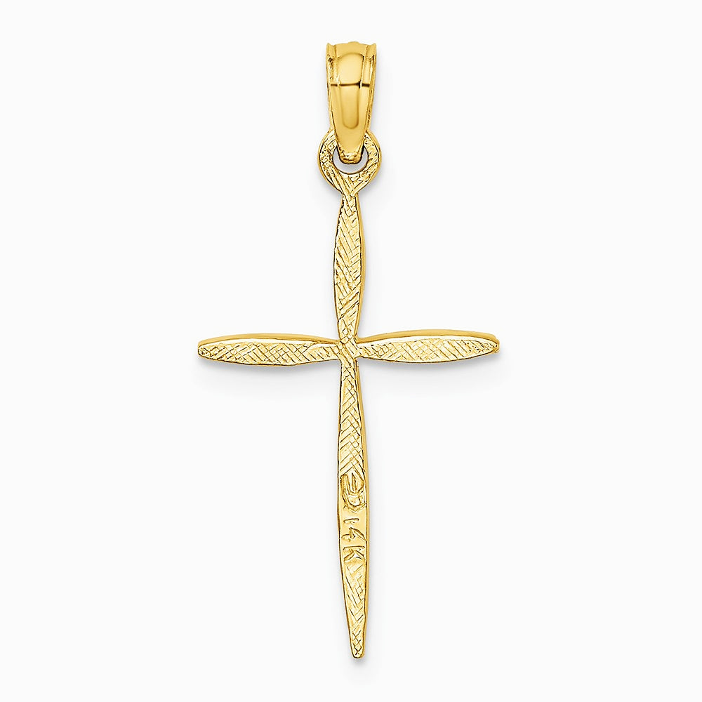 10K / 14K Yellow Gold Diamond-Cut with Tapered Ends Cross Charm - Product Photo