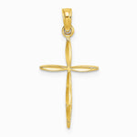 10K / 14K Yellow Gold Diamond-Cut with Tapered Ends Cross Charm - Product Photo