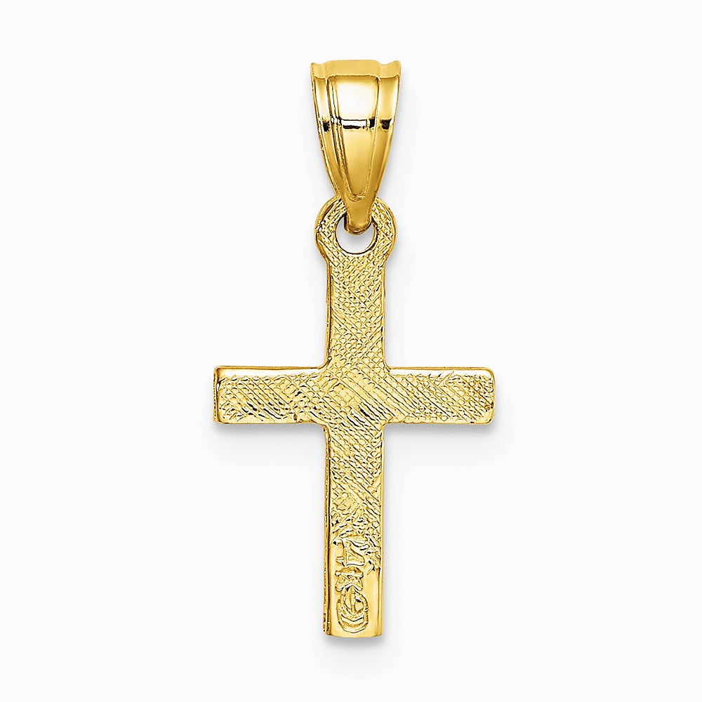 10K / 14K Yellow Gold Diamond Shape Center Mini Cross Charm - Product Photo