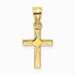 10K / 14K Yellow Gold Diamond Shape Center Mini Cross Charm - Product Photo