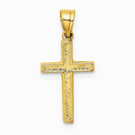 10K / 14K Yellow Gold Polished and Engraved Cross W/ Heart Center Charm - Product Photo