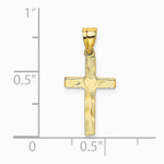 10K / 14K Yellow Gold Polished and Engraved Cross W/ Heart Center Charm - Product Photo
