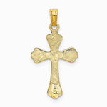 10K / 14K Yellow Gold Polished Engraved Cross Charm - Product Photo