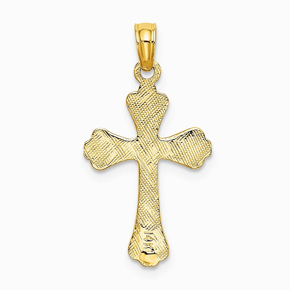 10K / 14K Yellow Gold Polished Engraved Cross Charm - Product Photo