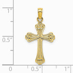 10K / 14K Yellow Gold Polished Engraved Cross Charm - Product Photo