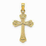 10K / 14K Yellow Gold Polished Engraved Cross Charm - Product Photo