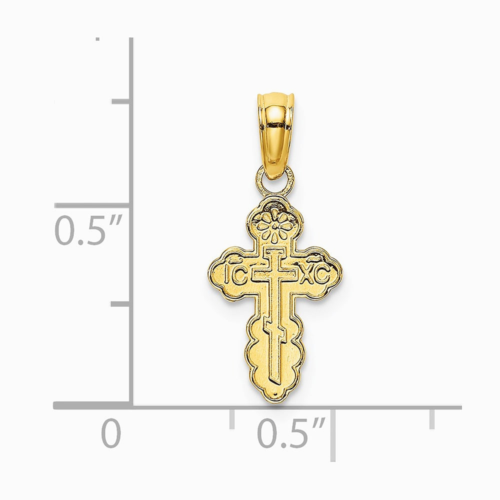 14K Yellow Gold Mini Eastern Orthodox Cross Charm - Product Photo