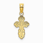 14K Yellow Gold Mini Eastern Orthodox Cross Charm - Product Photo