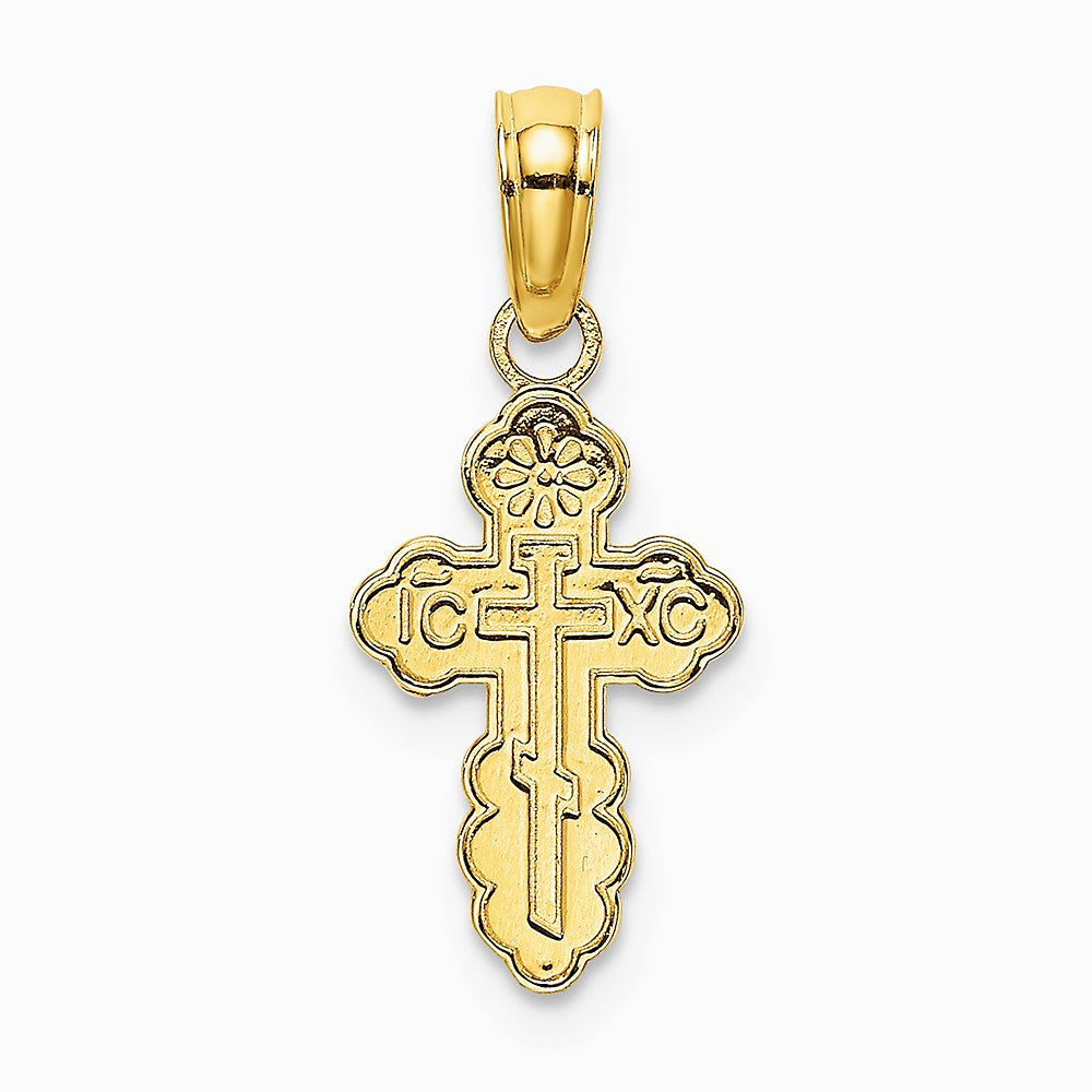 14K Yellow Gold Mini Eastern Orthodox Cross Charm - Product Photo