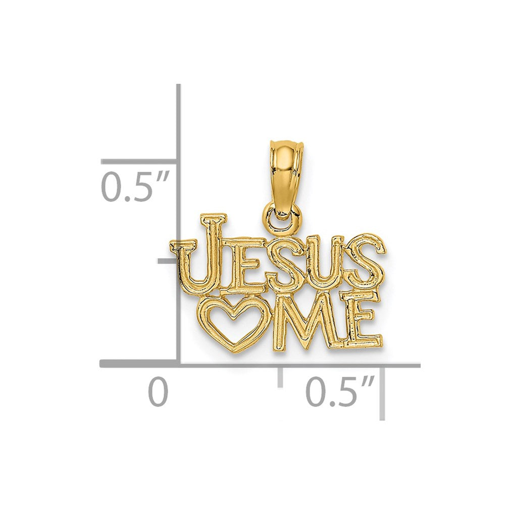 10K / 14K Yellow Gold Polished / Engraved JESUS HEART ME Charm - Product Photo
