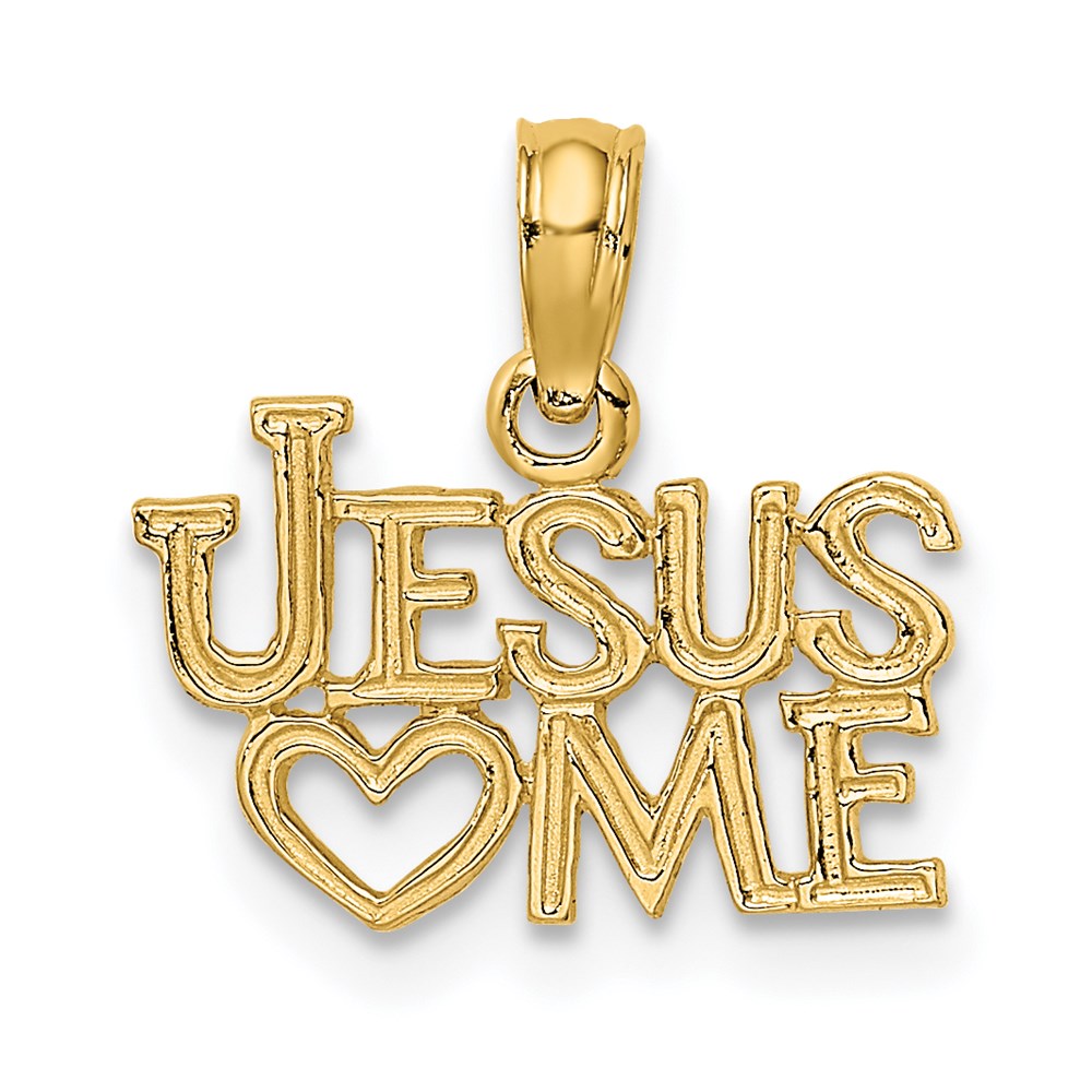 10K / 14K Yellow Gold Polished / Engraved JESUS HEART ME Charm - Product Photo