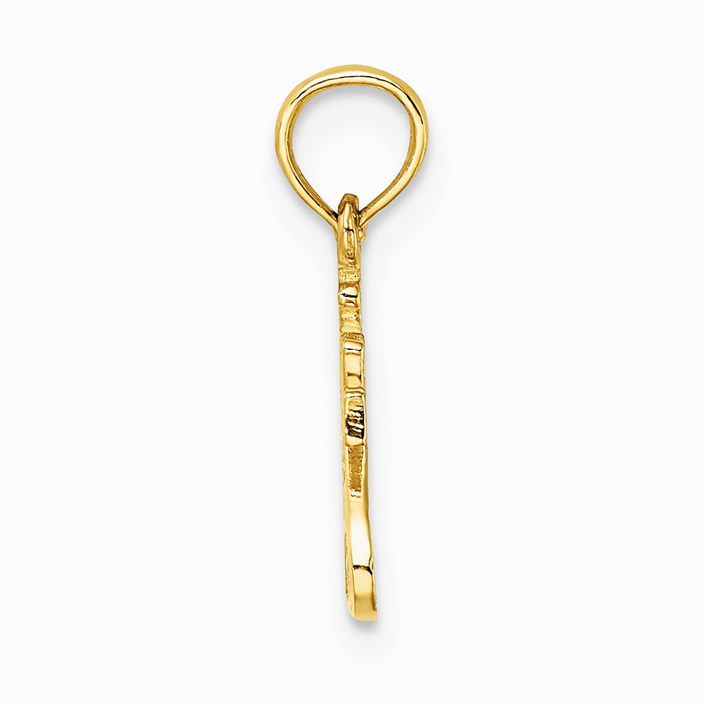 14K Yellow Gold Polished and Engraved TRY JESUS Charm - Product Photo