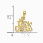 14K Yellow Gold Polished and Engraved TRY JESUS Charm - Product Photo