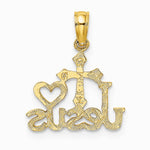 10K / 14K Yellow Gold JESUS W/ Cross and Heart Charm - Product Photo