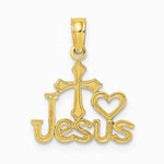 10K / 14K Yellow Gold JESUS W/ Cross and Heart Charm - Product Photo