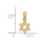 10K / 14K Yellow Gold Mini Star Of David w/ Engraved Swirl Charm - Product Photo